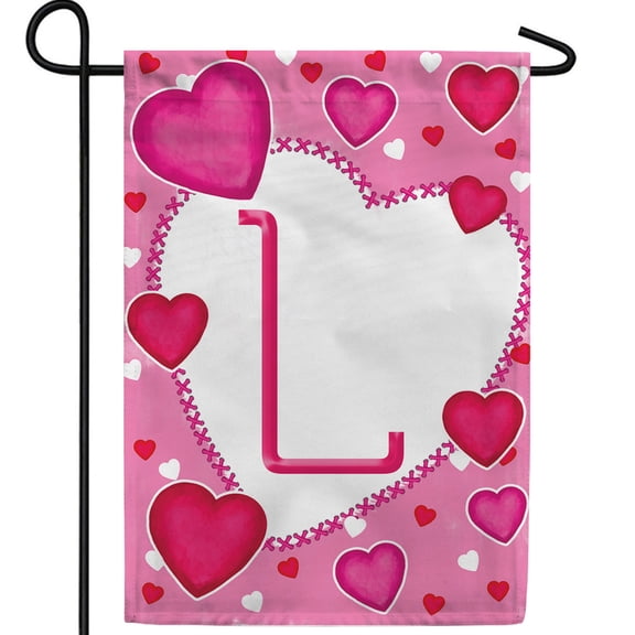 America Forever Flags Monogram Letter L Garden Flag - Happy Valentine's Day 12.5 x 18 Inches,Holiday Love Hearts Valentine,Seasonal Yard Outdoor Decorative Double Sided