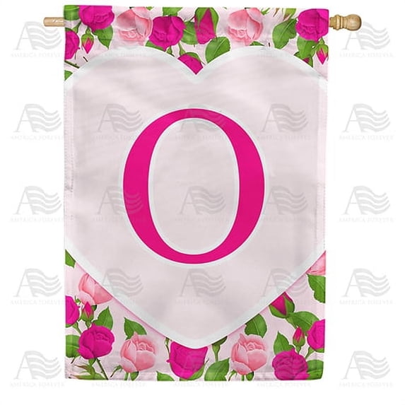 America Forever Flags Monogram Letter O House Flag - Pink Roses - 28 x 40 Inches, Happy Valentine's Day Pink Roses Love Heart Double Sided Flag, Seasonal Yard Outdoor Holiday Decor