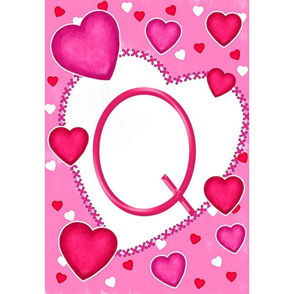 America Forever Flags Monogram Letter Q Garden Flag - Happy Valentine's Day - 12.5 x 18 Inches, Holiday Love Hearts Valentine Flag, Seasonal Yard Outdoor Decorative Double Sided Flag