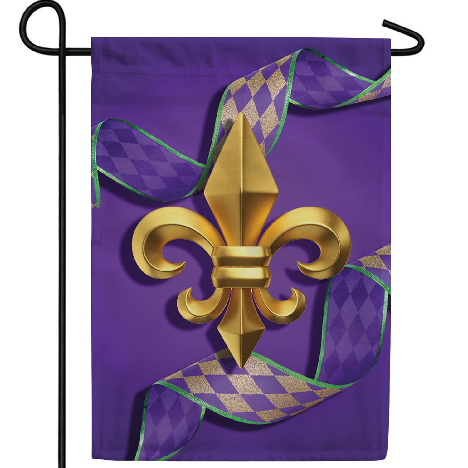 America Forever Fleur De Lis and Ribbon Mardi Gras Garden Flag