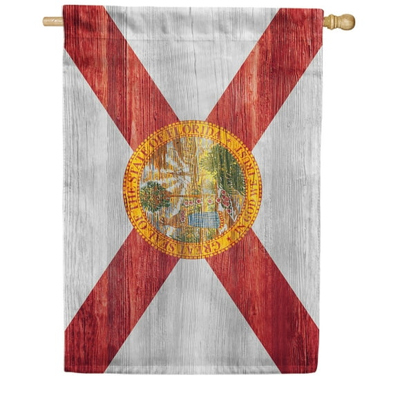 America Forever Florida State Flag 28 x 40 Inch Double Sided Outdoor Yard Decorative USA Vintage Wood State of Florida House Flag, Made in the USA