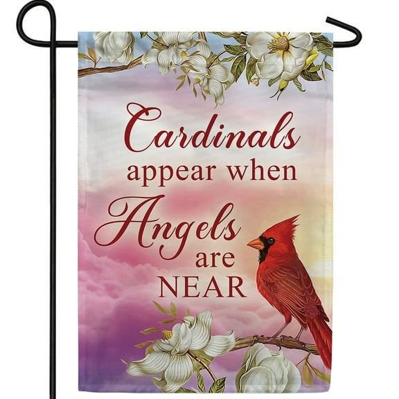 America Forever Cardinals Appear When Angels Are Near Double Sided Garden Flag, 12.5 x 18 inch Memorial Religious Comfort Outdoor Yard Decor Banner Remembrance Cemetery Decorations