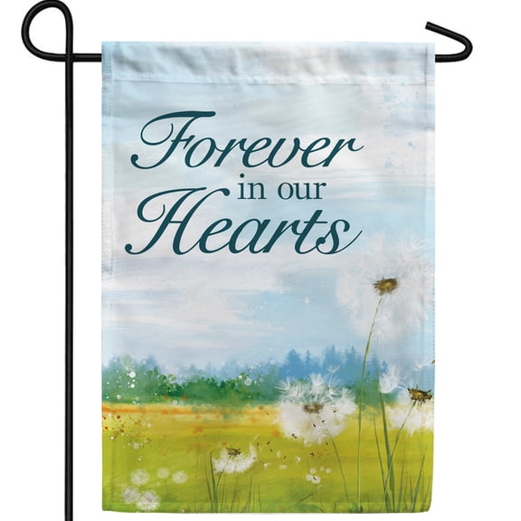 America Forever Garden Flag - Forever In Our Hearts, Cemetery Memorial Religious Bereavement Double Sided 12.5" x 18" Decor, Seasonal Yard Outdoor Decorative Flag
