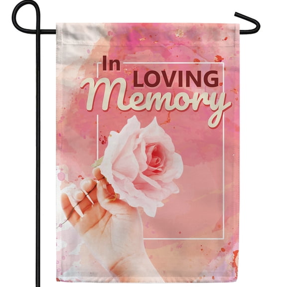 America Forever Garden Flag - Remembrance Rose, Cemetery Memorial Religious Bereavement Double Sided 12.5" x 18" Decor, Seasonal Yard Outdoor Decorative Flag