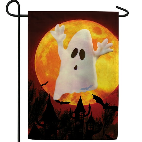 America Forever Ghost Halloween Garden Flag Double Sided Vertical 12.5 x 18 inches for Outdoor, Yard, Porch, Fall Season, Halloween Boo Garden Flag