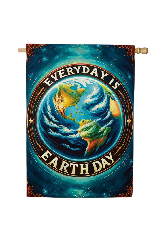 America Forever Go Green Earth House Flag Double Sided, 28 x 40 inch Environmental Wildlife Conservation Flag, Earth Day Animals Design, Eco Awareness Tiger Heron Yard Flag