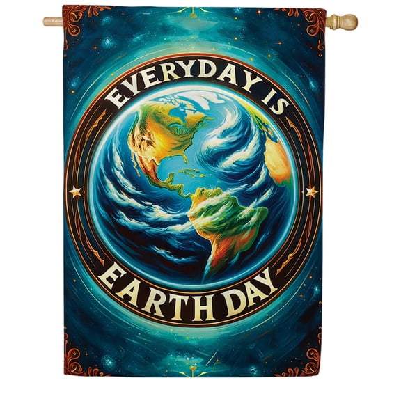 America Forever Go Green Earth House Flag Double Sided, 28 x 40 inch Environmental Wildlife Conservation Flag, Earth Day Animals Design, Eco Awareness Tiger Heron Yard Flag