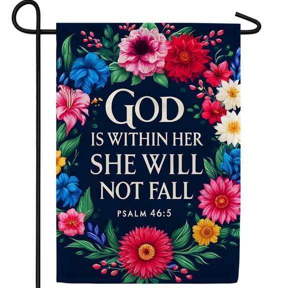 America Forever God is Within Her Garden Flag, 12.5 x 18 inches Double Sided, Psalm 46:5 Bible Verse Flag, Motivational Christian Flag, Bible Verse Garden Flag, Biblical Decor Outdoor Flags for Yard