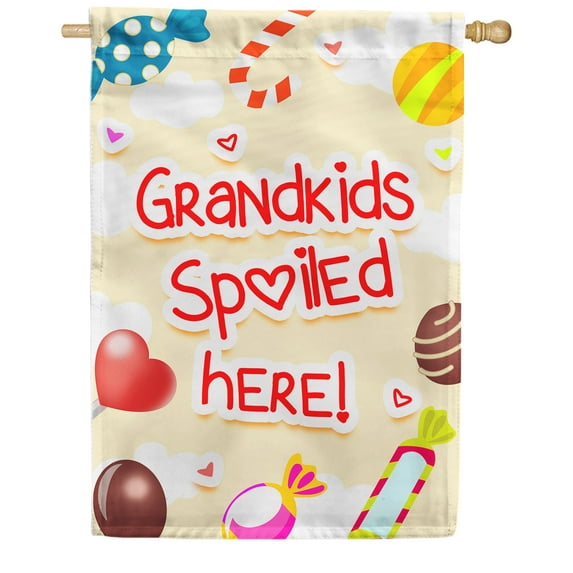 America Forever Grandkids Spoiled Here House Flag, 28 x 40 inches Double Sided, Grandkids House Flag,Grandkids Celebration Flag, Grandparents Gift Flag, Decorative Family Outdoor Flag for Yard