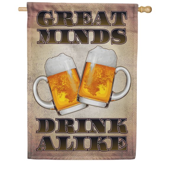 America Forever Great Minds Drink Alike Summer House Flag 28 x 40 inches American Beer Party Friends Funny Double Sided Cool Drink Seasonal Yard Outdoor Decorative Fun Happy Hour House Flag