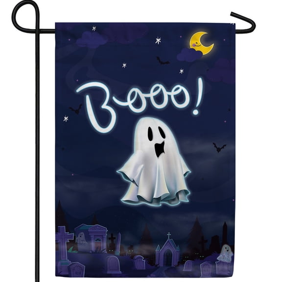 America Forever Halloween Boo Garden Flag Double Sided Vertical 12.5 x 18 inches Spooky Ghost Decoration Outdoors, Cute Ghost Garden Flag for Yard, Porch
