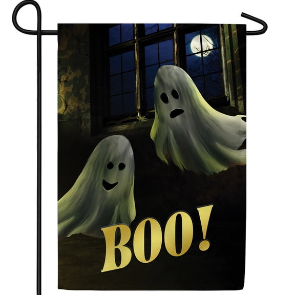 America Forever Halloween Boo Ghost Garden Flag Double Sided Vertical 12.5 x 18 inches for Yard, Porch, Spooky Ghost Decorations Outdoor, Haunted House Halloween Garden Flag