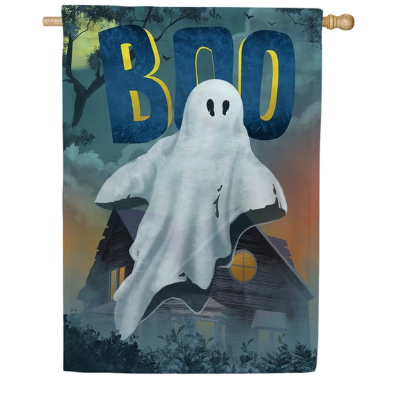 America Forever Halloween Boo Ghost House FlagDouble Sided 28 x 40 inches Spooky Haunted House House Flag Boo Berry Ghost for Halloween Festive Fall Season