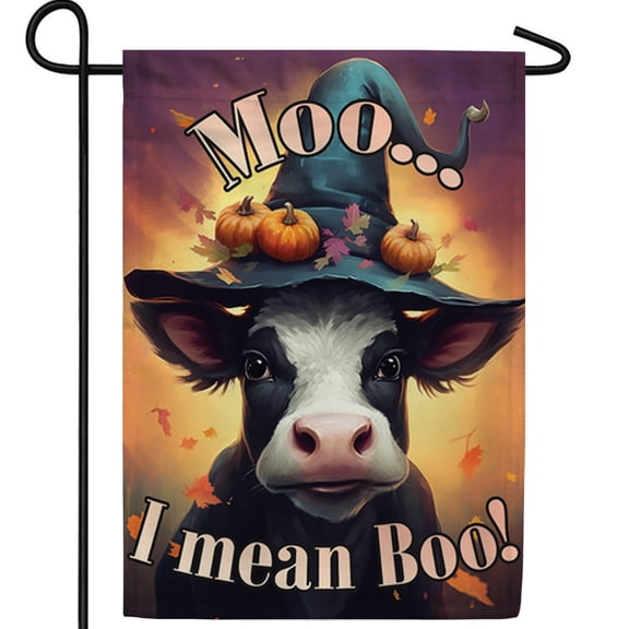 America Forever Halloween Cow Garden Flag 12.518 inch Double Sided for Outside Witch Hat Boo Halloween Fall Decor Farmhouse Holiday Outdoor Yard Flag
