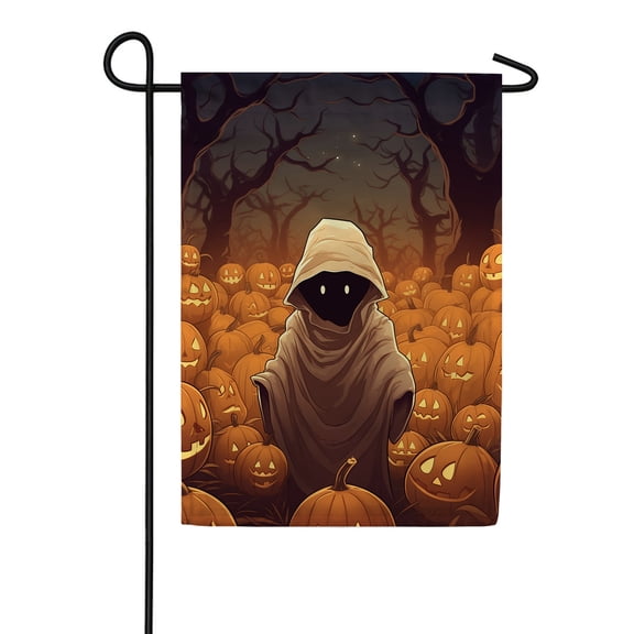 America Forever Halloween Ghost Garden Flag 12.5 x 18 inch Double Sided Jack o Lantern Halloween Haunts Ghost Boo Holiday Yard Outdoor Decoration