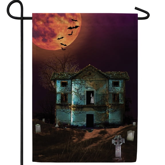 America Forever Halloween Graveyard Garden Flag Double Sided Vertical 12.5 x 18 inches Happy Halloween Garden Flag, Spooky Graveyard, Haunted House, Ghost, Spirits, Full Moon, Bats for Outdoor Decor