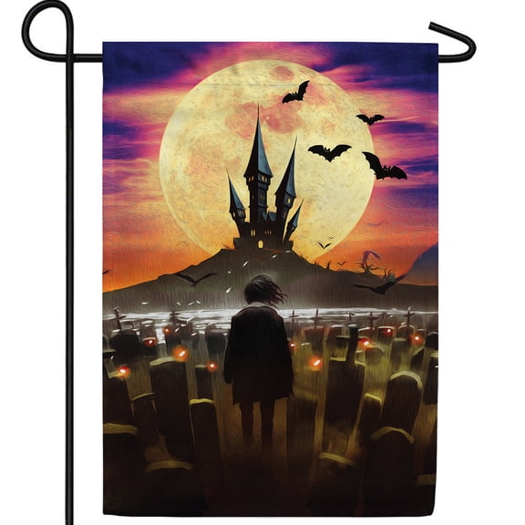 America Forever Halloween Graveyard Garden Flag Double Sided Vertical 12.5 x 18 inches Yard, Outdoor Decor Halloween Decoration, Halloween Moon Garden Flag
