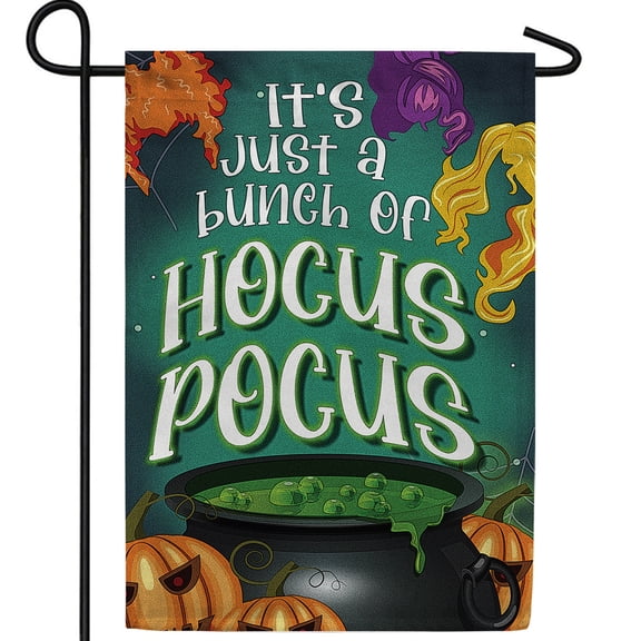 America Forever Halloween Hocus Pocus Garden Flag 12.5 x 18 inch Double Sided Outside, Sanderson Sisters Its Just a Bunch of Hocus Pocus Witch Holiday Yard Outdoor Decorative Flag