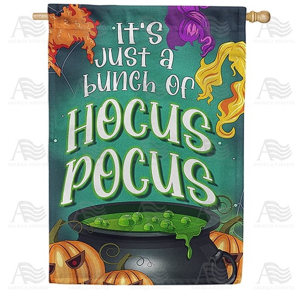 America Forever Halloween Hocus Pocus House Flag 28 x 40 inch Double Sided Outside, Sanderson Sisters Its Just a Bunch of Hocus Pocus Witch Holiday Yard Outdoor Decorative Flag