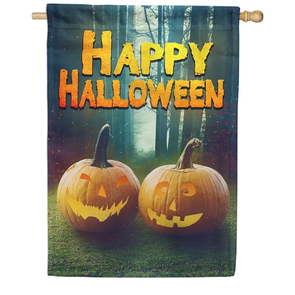 America Forever Halloween House Flag Jack O Lantern Double Sided Vertical 28 x 40 inches for Outdoors, Yard, Porch Halloween Pumpkin House Flag