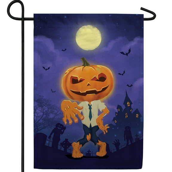 America Forever Halloween Pumpkin Garden Flag, Jack O'Lantern Double-Sided 12.5 x 18 inches Fall Holiday Yard Outdoor Decoration Full Moon, Graveyard Garden Flag for Halloween Outdoor Decorations