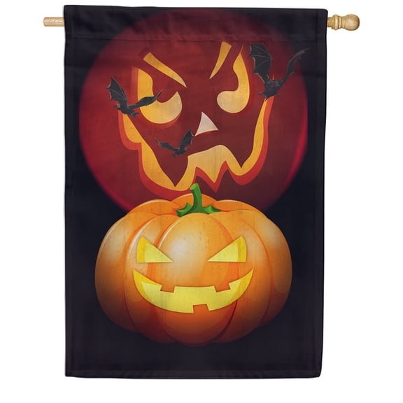 America Forever Halloween Pumpkin House Flag Double Sided Vertical 28 x 40 inches Decor for Outdoor, Yard, Porch Happy Halloween House Flag, Jack O'Lantern House Flag