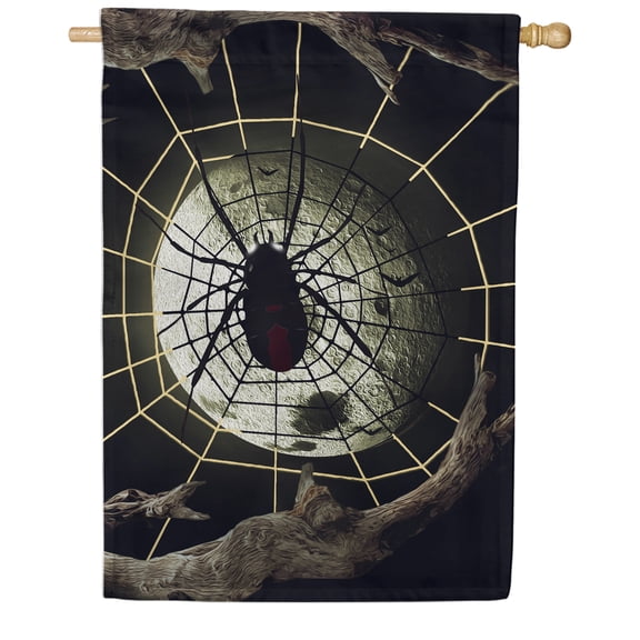 America Forever Halloween Spider House Flag Double Sided Vertical 28 x 40 inches for Outdoors, Yard, Lawn Halloween Decor Spider Web Yard Decoration Fall Season
