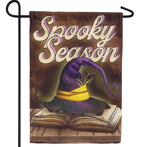 America Forever Halloween Spooky Season Garden Flag 12.5 x 18 inch Double Sided Outside, Halloween Witch Hat Cast A Spell Holiday Yard Outdoor Decorative Flag