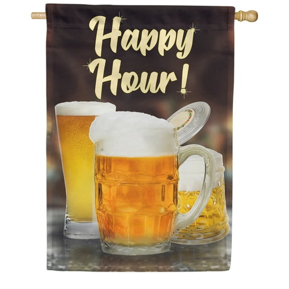America Forever Happy Hour Beer Summer House Flag 28 x 40 inches Its Beer Thirty Drinks Beverages Double Sided Seasonal Yard Outdoor Decorative Cocktail House Flag