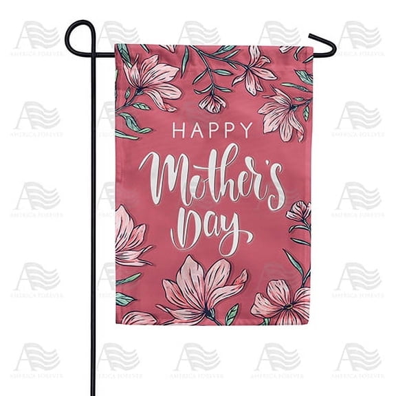 America Forever Happy Mother's Day Floral Garden Flag 12.5 x 18 inches Pink Red Flowers Love My Mom Double Sided Holiday Seasonal Yard Outdoor Decorative Best Mom Ever Flag