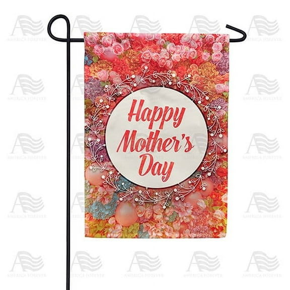 America Forever Happy Mother's Day Floral Garden Flag 12.5 x 18 inches Red Rose Double Sided Holiday Seasonal Yard Outdoor Decorative You're the Best Mom Ever Flag
