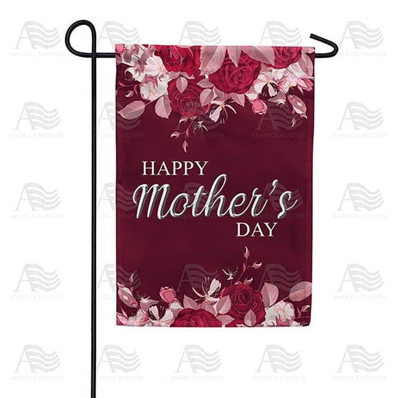 America Forever Happy Mother's Day Floral Garden Flag 12.5 x 18 inches Red Roses Double Sided Holiday Seasonal Yard Outdoor Decorative Classic Flowers Love You Mom Flag
