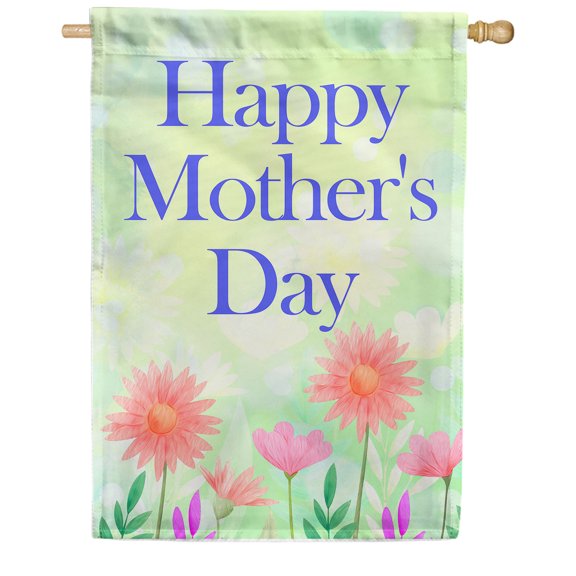 America Forever Happy Mother's Day Floral House Flag 28 x 40 inches Daisy Flower Love Double Sided Holiday Seasonal Yard Outdoor Decorative Best Mom Flag