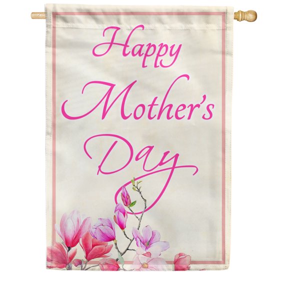 America Forever Happy Mother's Day Love You Always House Flag 28 x 40 inches Pink Purple Flowers Double Sided Holiday Seasonal Yard Outdoor Decorative Gratitude For Mom Flag