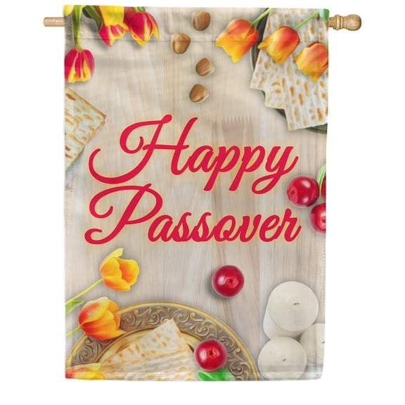 America Forever Happy Passover House Flag 28 x 40 Inch Double Sided Traditional Religious Jewish Pesach Festival Seder Happy Holidays Hanukkah Yard Outdoor Decoration
