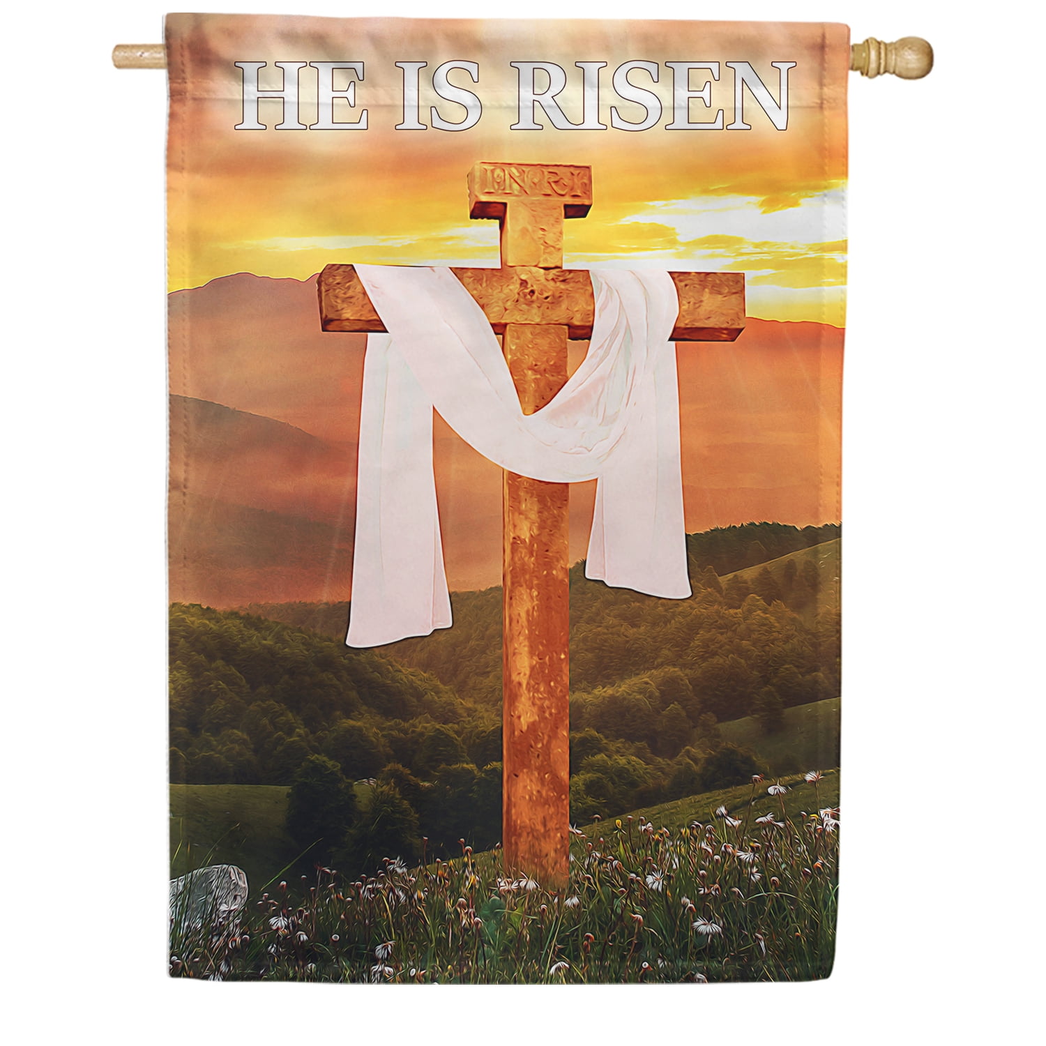 America Forever He is Risen House Flag 28 x 40 inch Double Sided Jesus