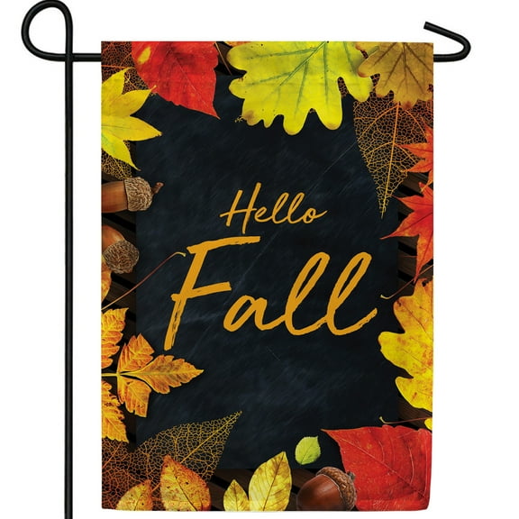 America Forever Hello Fall Garden Flag, 12.5 x 18 inches Double Sided, Hello Fall Yard Flag, Maple Fall Leaves , Rustic Autumn Fall Seasonal Outdoor Decor, Holiday Outside Yard Decorations