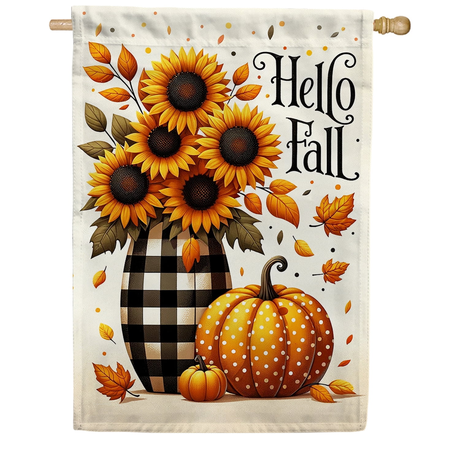 America Forever Hello Fall Pumpkin Sunflower House Flag, 28x40 inch ...
