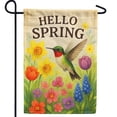 thumbnail image 1 of America Forever Hello Spring Garden Flag, 12.5 x 18 inch Double Sided, Hummingbird with Spring Flowers Daffodils Tulips, Seasonal Outdoor Yard Decor, Welcome Spring Flag, 1 of 4