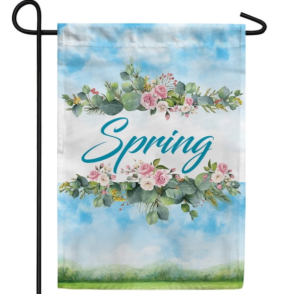 America Forever Hello Spring Garden Flag 12.5 x 18 inches Double Sided Welcome Summer, Colorful, Vibrant, Rose - Seasonal Yard Lawn Outdoor Decorative Spring Floral Garden Flag