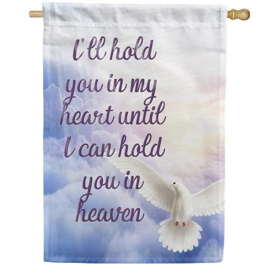 America Forever I'll Hold You in My Heart House Flag - In Loving Memory, Dove Religious Memorial Cemetery Bereavement 28 x 40 Inches Flag, Seasonal Yard Outdoor Decorative Double Sided Flag