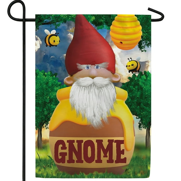 America Forever Honey Gnome Garden Flag - Summer Bee Gnome - Spring Summer Autumn Harvest Seasonal Yard Outdoor Decorative Double Sided Flag - 12.5 x 18 Inch