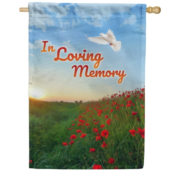 America Forever House Flag - In Loving Memory (Dove), Cemetery Memorial Religious Bereavement Double Sided 28" x 40" Decor, Seasonal Yard Outdoor Decorative Flag