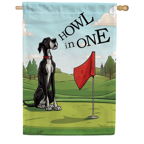 America Forever Howl In One House Flag 28 x 40 inch Double Sided Golf Dog Sports Funny Pun Golf Course Green Outdoor Yard Decorative Flag