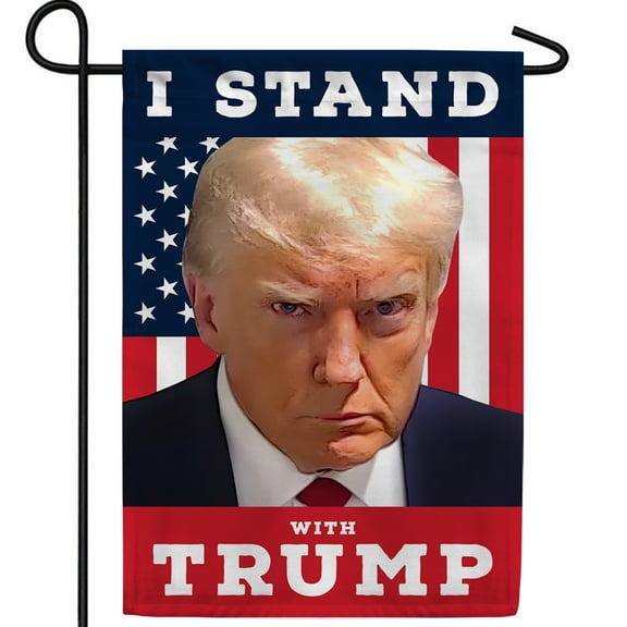 America Forever I Stand with Trump Garden Flag, 12.5 x 18 inch Double Sided, Political Election Support Donald Trump Presidential Campaign American Flag Patriotic Outdoor Yard Decor