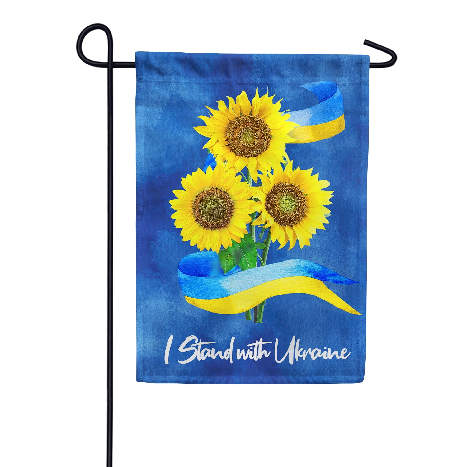 America Forever I Stand with Ukraine Sunflower Garden Flag 12.5x18 inch Double Sided Outdoor Yard Decorative Support Ukraine Blue Yellow National Ukranian Flag