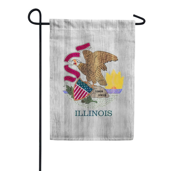 America Forever Illinois State Flag 12.5 x 18 Inch Double Sided Outdoor Yard Decorative USA Vintage Wood State of Illinois Garden Flag, Made in the USA