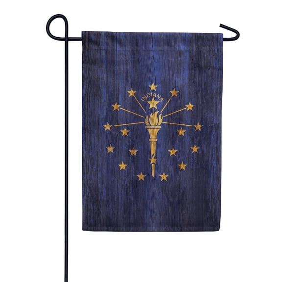 America Forever Indiana State Flag 12.5 x 18 Inch Double Sided Outdoor Yard Decorative USA Vintage Wood State of Indiana Garden Flag, Made in the USA