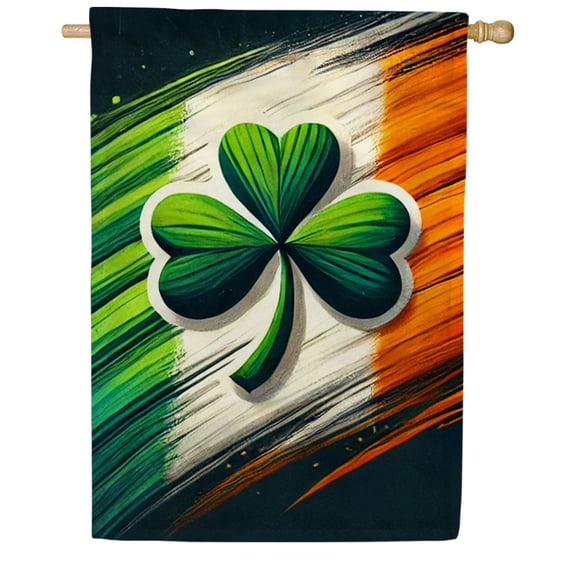 America Forever Irish Pride Shamrock House Flag Double Sided, 28 x 40 inch Ireland Flag Colors Shamrock Design, St Patrick's Day Irish Heritage, Celtic Pride Yard Flag