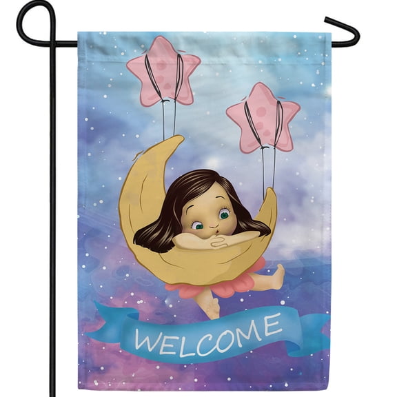 America Forever It's a Girl Garden Flag - Welcome Baby Girl - Cute New Baby Gender Reveal - Baby Shower Party Yard Outdoor Decorative Double Sided Flag - 12.5 x 18 Inch